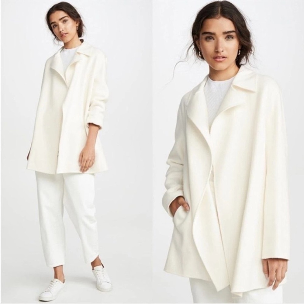 Theory Overlay DF Double Face Wool Cashmere Coat Ivory Size Small